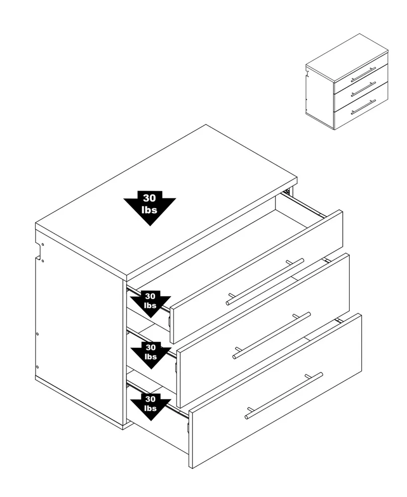 Prepac Hang-ups 3-Drawer Base Storage Cabinet