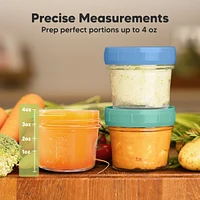 KeaBabies 12pk Prep Baby Food Storage Containers, 4 oz Leak-Proof, Bpa Free Glass Jars for Feeding