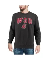 Men's Colosseum Charcoal Washington State Cougars Arch and Logo Crew Neck Sweatshirt