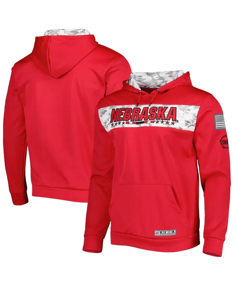 Men's Colosseum Red Nebraska Huskers Oht Military-Inspired Appreciation Team Color Pullover Hoodie