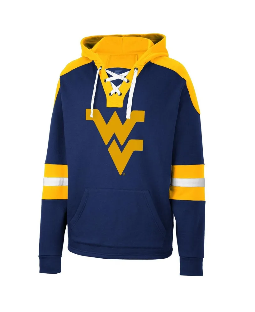 Men's Colosseum Navy West Virginia Mountaineers Lace-Up 4.0 Pullover Hoodie