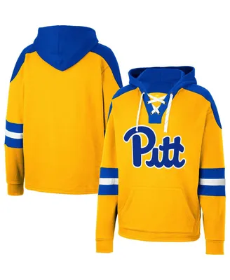 Men's Colosseum Gold Pitt Panthers Lace-Up 4.0 Pullover Hoodie