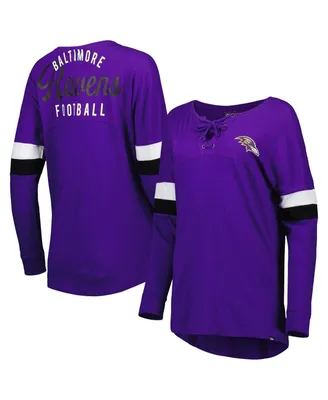 Women's New Era Purple Baltimore Ravens Athletic Varsity Lace-Up Long Sleeve T-shirt