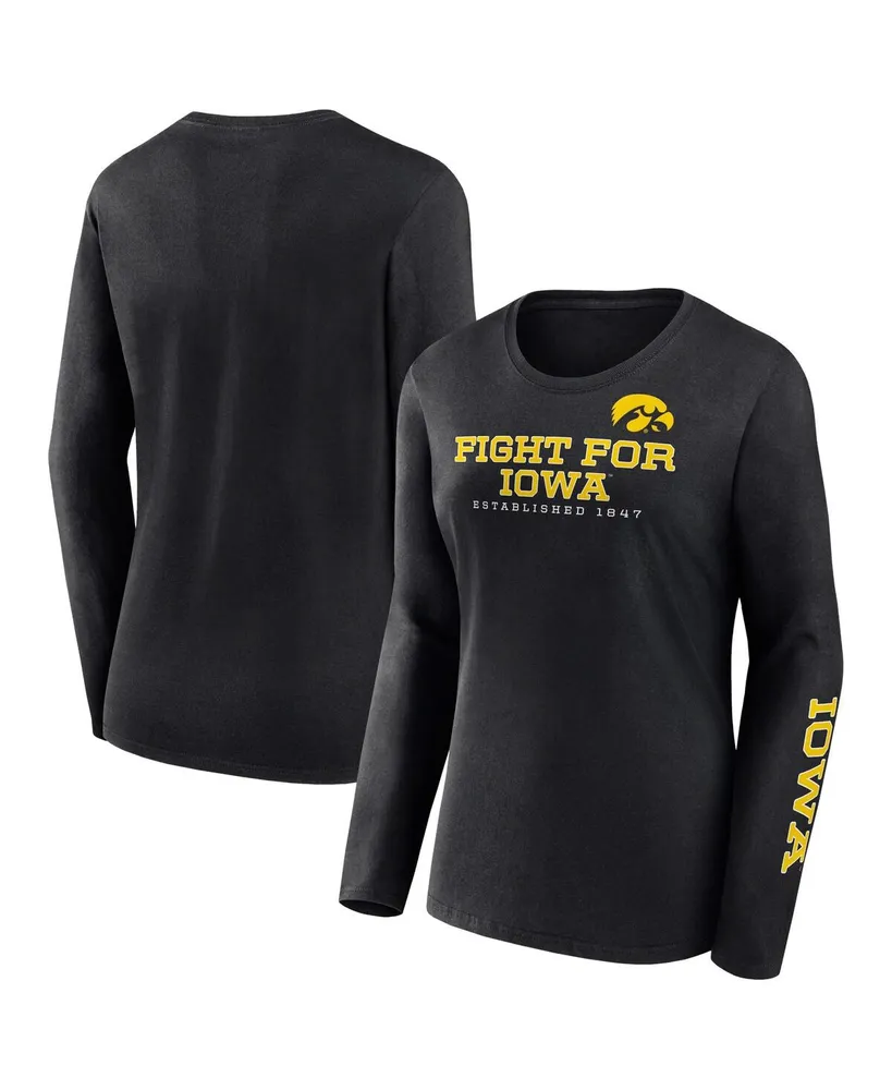 Women's Fanatics Black Iowa Hawkeyes Rally Cry 2-Hit T-shirt