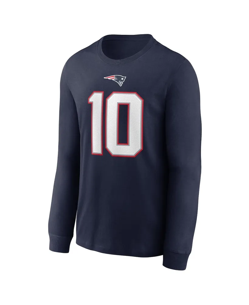 Men's Nike Mac Jones Navy New England Patriots Player Name and Number Long Sleeve T-shirt