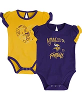 Newborn and Infant Boys and Girls Purple, Gold Minnesota Vikings Too Much Love Two-Piece Bodysuit Set