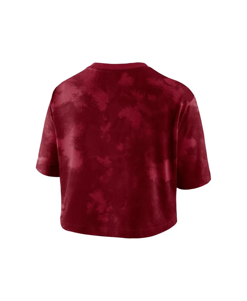 Women's Nike Crimson Oklahoma Sooners Tie-Dye Cropped T-shirt