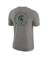 Men's Nike Heather Gray Michigan State Spartans Logo 2-Hit Tri-Blend T-shirt