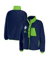 Women's Wear by Erin Andrews College Navy Seattle Seahawks Polar Fleece Raglan Full-Snap Jacket