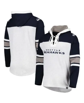 Men's '47 Brand Seattle Seahawks Heather Gray Gridiron Lace-Up Pullover Hoodie