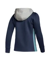 Women's adidas Deep Sea Blue Seattle Kraken Skate Lace Team Pullover Hoodie