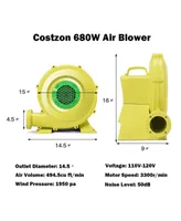 Costway Air Blower Pump Fan 735 Watt 1.0HP For Inflatable Bounce House