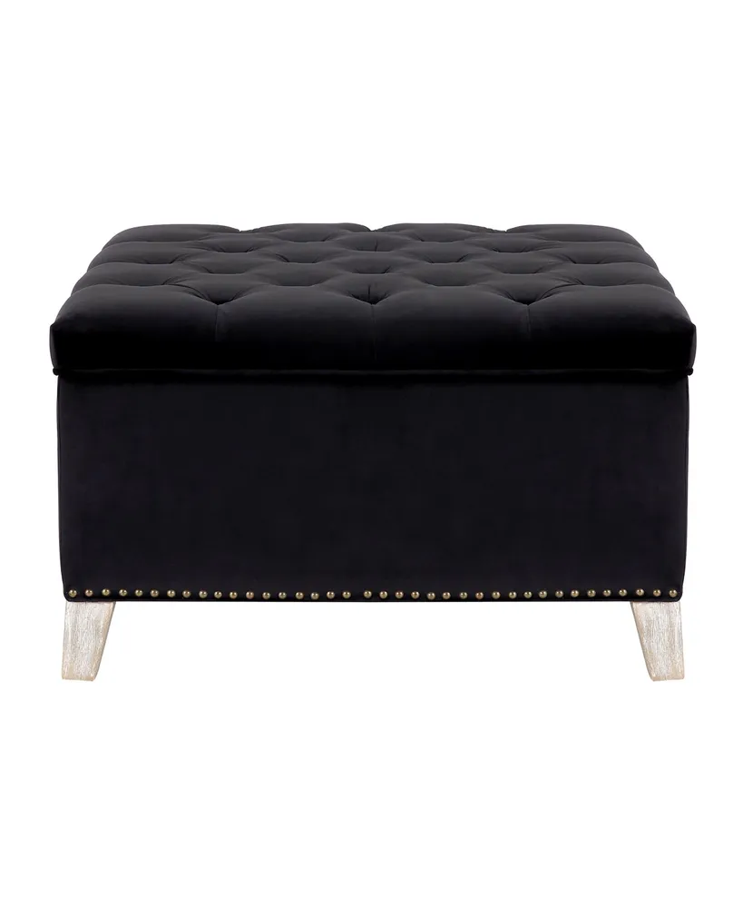 WestinTrends Square Velvet Tufted Storage Ottoman for Living Room Bedroom