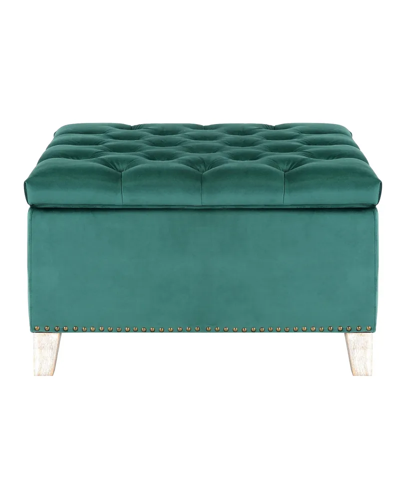 WestinTrends Square Velvet Tufted Storage Ottoman for Living Room Bedroom