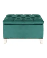 WestinTrends Square Velvet Tufted Storage Ottoman for Living Room Bedroom