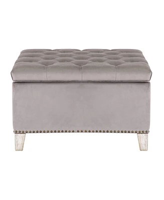WestinTrends Square Velvet Tufted Storage Ottoman for Living Room Bedroom