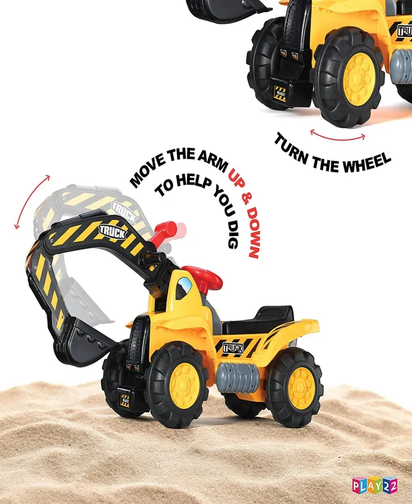 Play22 Toy Tractors For Kids Ride On Excavator - Includes Helmet with Rocks