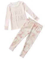 Little, Big Girls Sweet Dreams Long Sleeve Top and Jogger 2 Piece Pajama Set