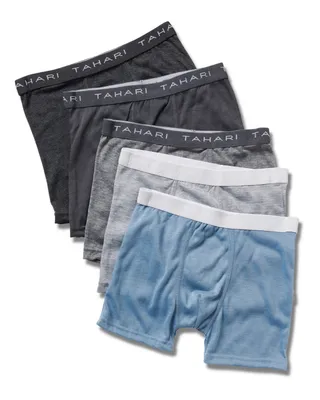 Tahari Boys 5-Pack Solid Color Cotton Boxer Briefs with Logo Waistband