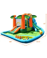 Costway Inflatable Bounce House Kids Water Splash Pool Dual Slide Jumping Castle w/ Bag