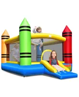 Costway Inflatable Bounce House Kids Jumping Castle w/ Slide&Ocean Balls Blower Excluded