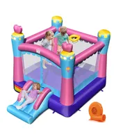 Costway Inflatable Bounce House 3-in-1 Princess Theme Inflatable Castle w/ 550W Blower
