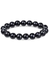 4-Pc. Set Freshwater Pearl (8 1/2 - 9 1/2mm) & Onyx Stretch Bracelets & Stud Earrings