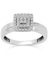 Diamond Square Cluster Bridal Set (1/4 ct. t.w.) 14k White Gold