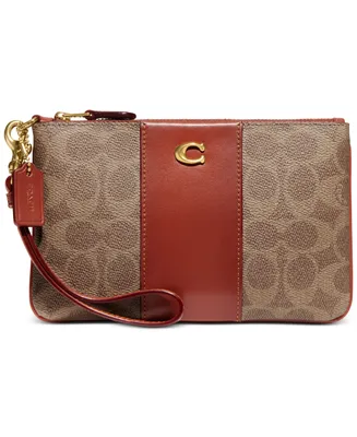 Coach Signature Coated Canvas Small Zip-Top Wristlet