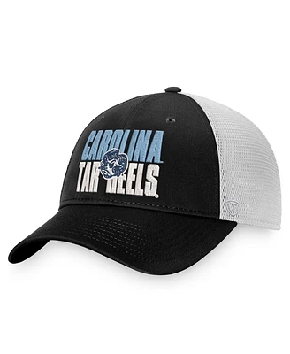 Men's Top of the World Black, White North Carolina Tar Heels Stockpile Trucker Snapback Hat