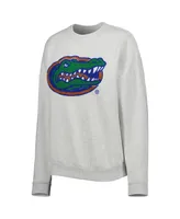 Women's Gameday Couture Heather Gray Florida Gators Chenille Patch Fleece Pullover Sweatshirt