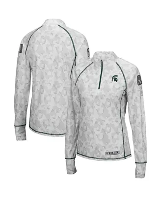 Women's Colosseum White Michigan State Spartans Oht Military-Inspired Appreciation Officer Arctic Camo 1/4-Zip Jacket