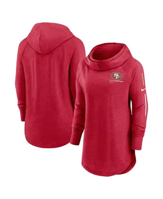 Women's Nike Scarlet San Francisco 49ers Minimal Statement Raglan Funnel Neck Pullover Hoodie