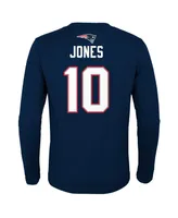 Big Boys Mac Jones Navy New England Patriots Mainliner Player Name and Number Long Sleeve T-shirt