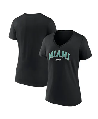 Women's Fanatics Black Formula 1 Miami Grand Prix V-Neck T-shirt
