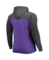 Men's Fanatics Purple, Heathered Black Phoenix Suns Big and Tall Down Distance Full-Zip Hoodie