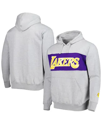 Men's Fanatics Heather Gray Los Angeles Lakers Wordmark French Terry Pullover Hoodie