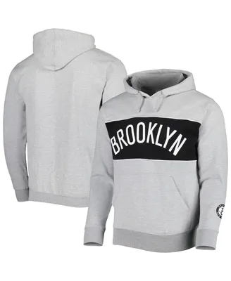 Men's Fanatics Heather Gray Brooklyn Nets Wordmark French Terry Pullover Hoodie