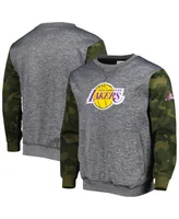 Men's Fanatics Heather Charcoal Los Angeles Lakers Camo Stitched Sweatshirt