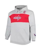 Men's Alexander Ovechkin Heather Gray Washington Capitals Big and Tall Player Lace-Up Pullover Hoodie
