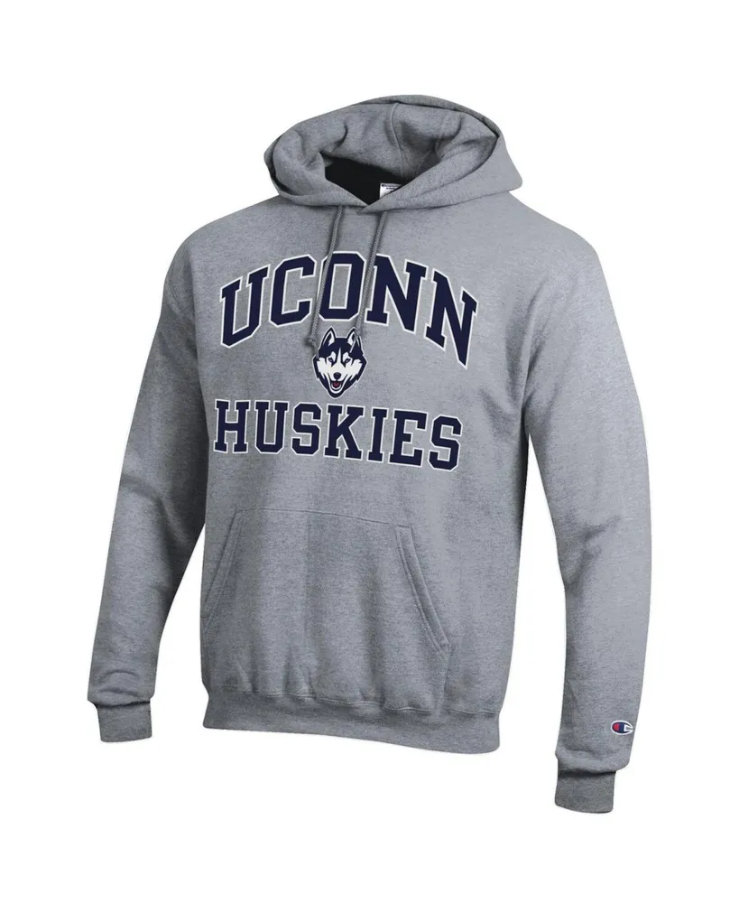 Men's Champion Heather Gray UConn Huskies High Motor Pullover Hoodie