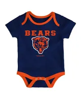 Newborn and Infant Boys Girls Mitchell & Ness Navy, Orange Chicago Bears Throwback Bodysuit Bib Booties Set