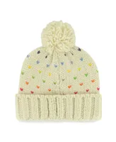 Big Girls '47 Brand Cream Washington Commanders Sprinkles Cuffed Knit Hat with Pom