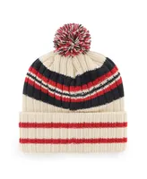 Men's '47 Brand Natural Boston Red Sox Home Patch Cuffed Knit Hat with Pom