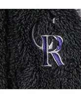 Newborn and Infant Boys Girls Black, Gray Colorado Rockies Game Nap Teddy Fleece Bunting Full-Zip Sleeper