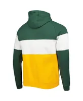 Men's New Era Gold Green Bay Packers Colorblock Current Pullover Hoodie