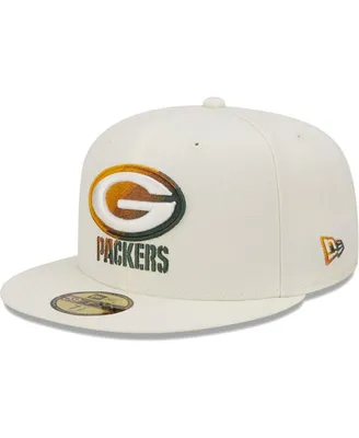 Men's New Era Cream Green Bay Packers Chrome Color Dim 59FIFTY Fitted Hat
