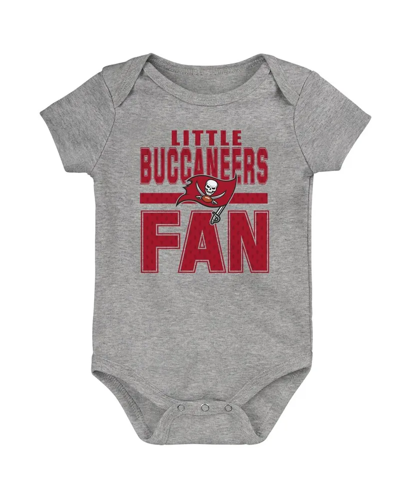 Newborn and Infant Boys Girls Heathered Gray Tampa Bay Buccaneers Little Fan Bodysuit