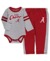 Infant Boys and Girls Crimson, Gray Alabama Crimson Tide Little Kicker Long Sleeve Bodysuit Sweatpants Set