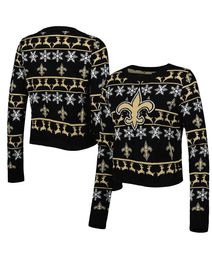 Pittsburgh Steelers FOCO Women's Ugly Holiday Cropped Sweater - Black